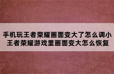 手机玩王者荣耀画面变大了怎么调小 王者荣耀游戏里画面变大怎么恢复